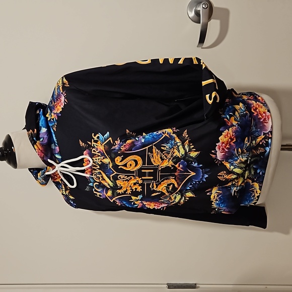 HOGWART'S Harry Potter themed graphics floral fauna long sleeve hoodie Small EUC - Picture 6 of 9